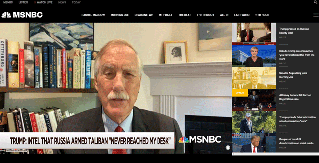 Screenshot of MSNBC interview with Angus King